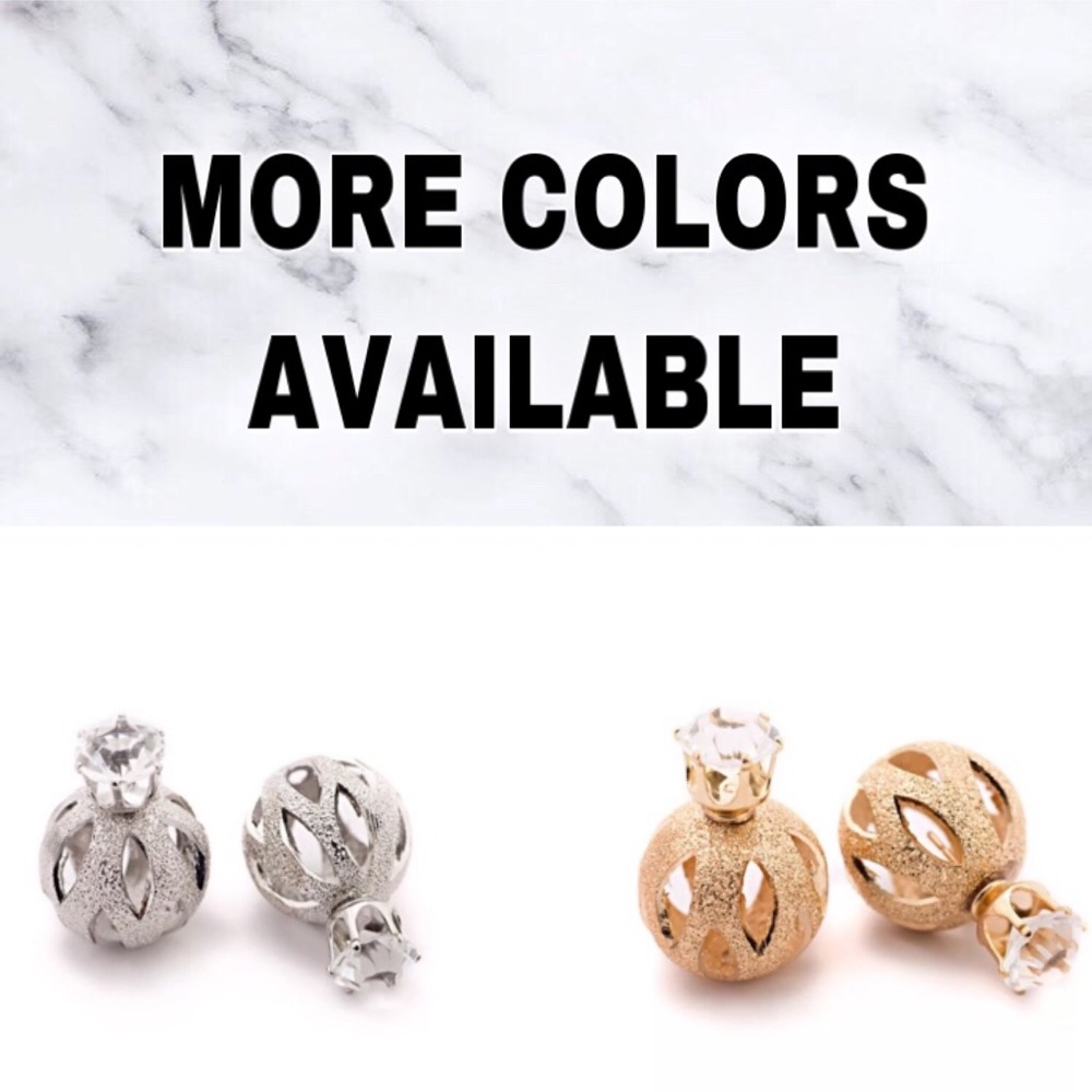 ⚜️[𝟯/$𝟭𝟴]⚜️Golden Crystal Ball Earrings NEW - Picture 7 of 9